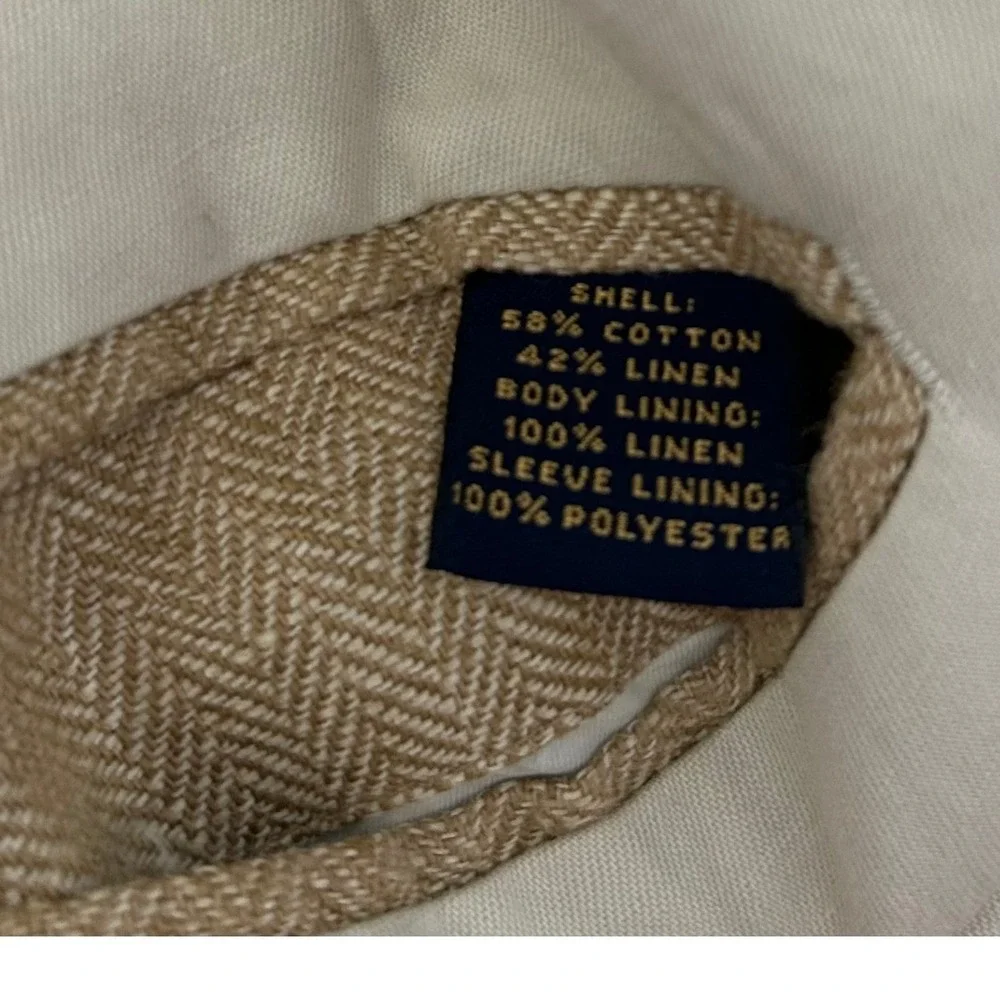 Brooks Brothers Blazer Mens L Cream Linen Blend Lined Jacket Sport Coat Irish - Picture 5 of 13